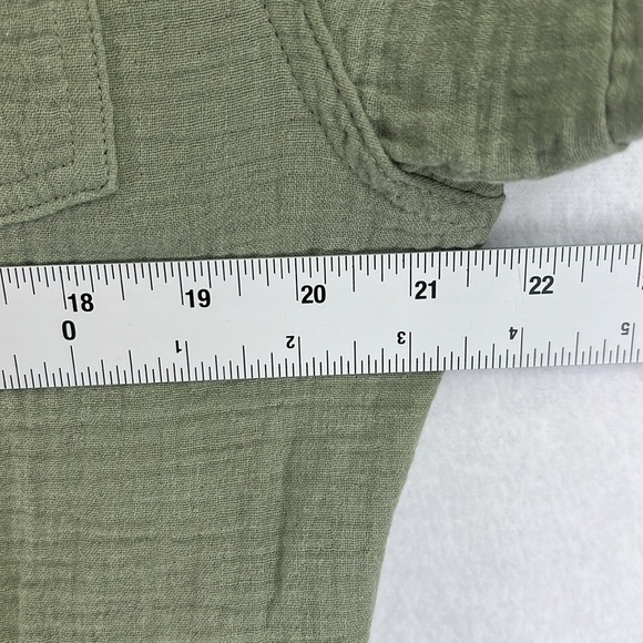 Weatherproof Vintage Gauze Dress Sz L Green Button Front Belted Short Sleeve NWT - Picture 11 of 12